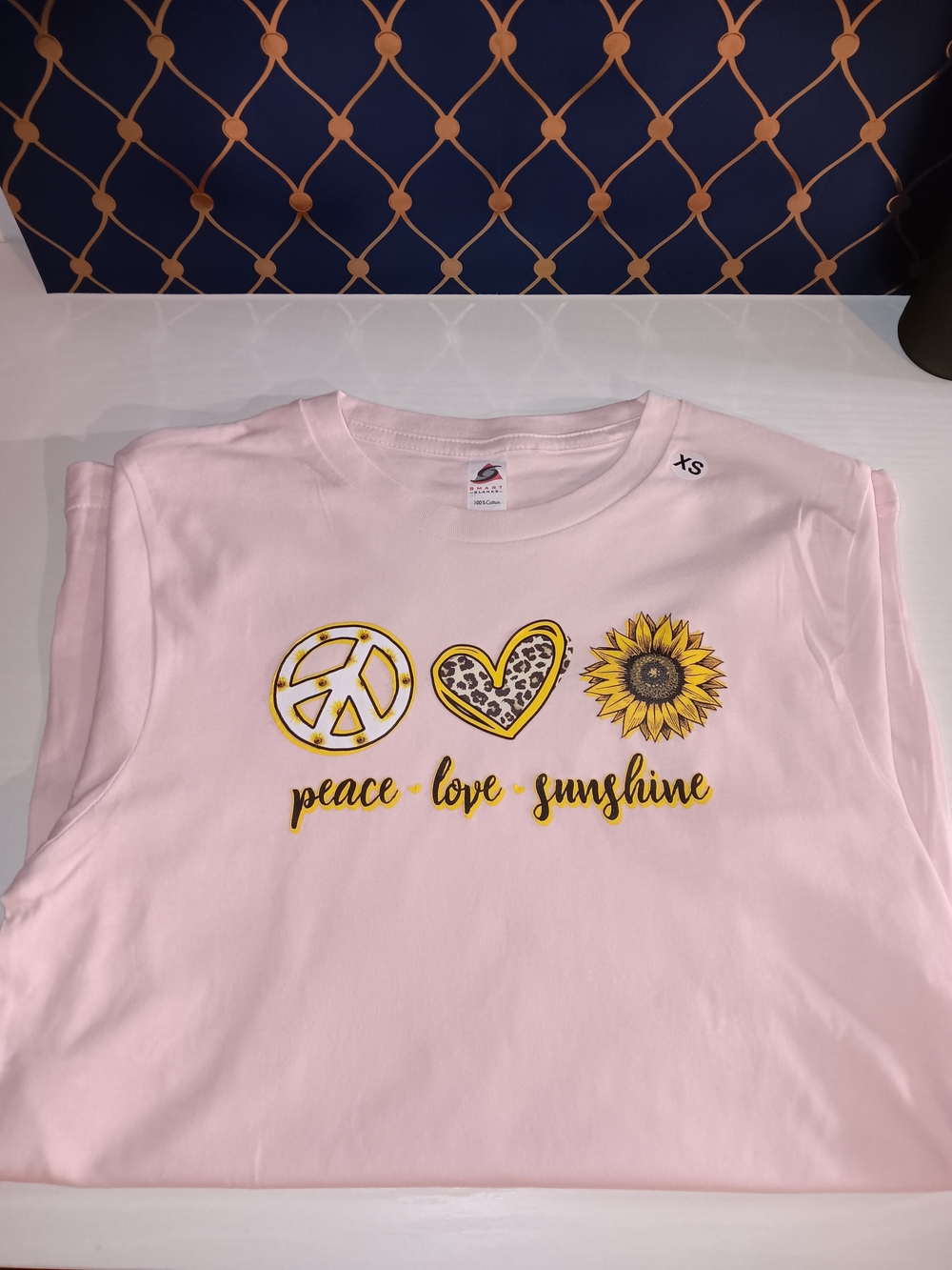 XS Pink Peace Love Sunshine Graphic Tee